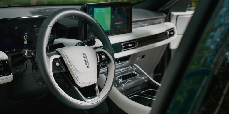 Interior front dash view in the 2027 Lincoln aviator