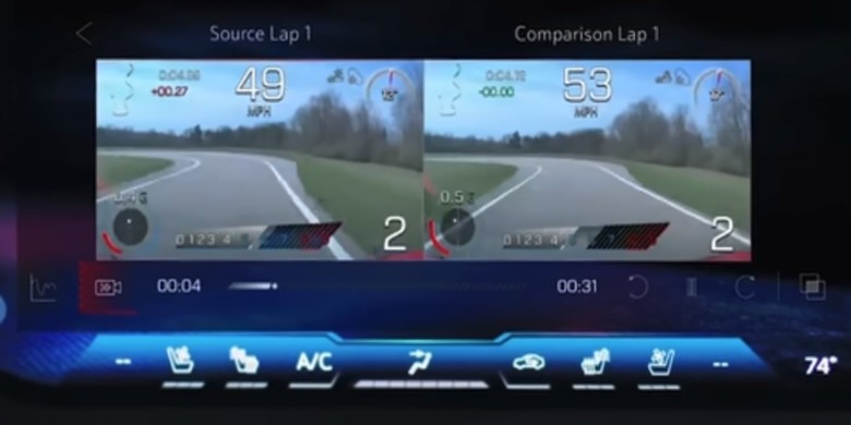 2027 Corvette Grand Sport X performance lap comparison screen