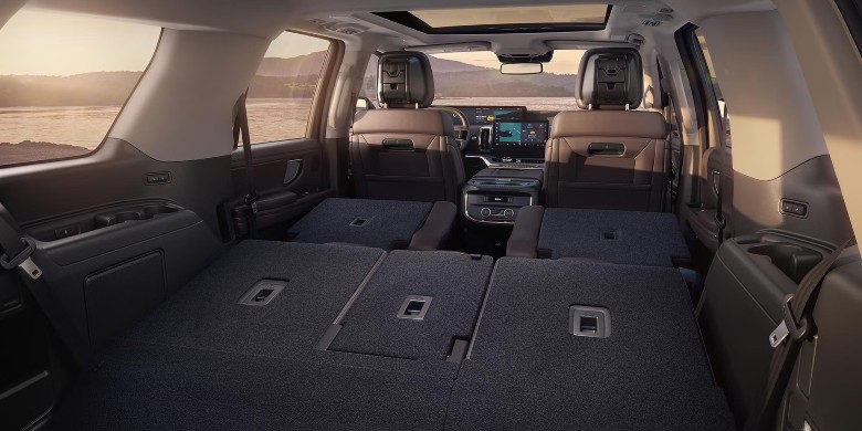 2027 Ford Expedition cargo area with rear seats folded flat