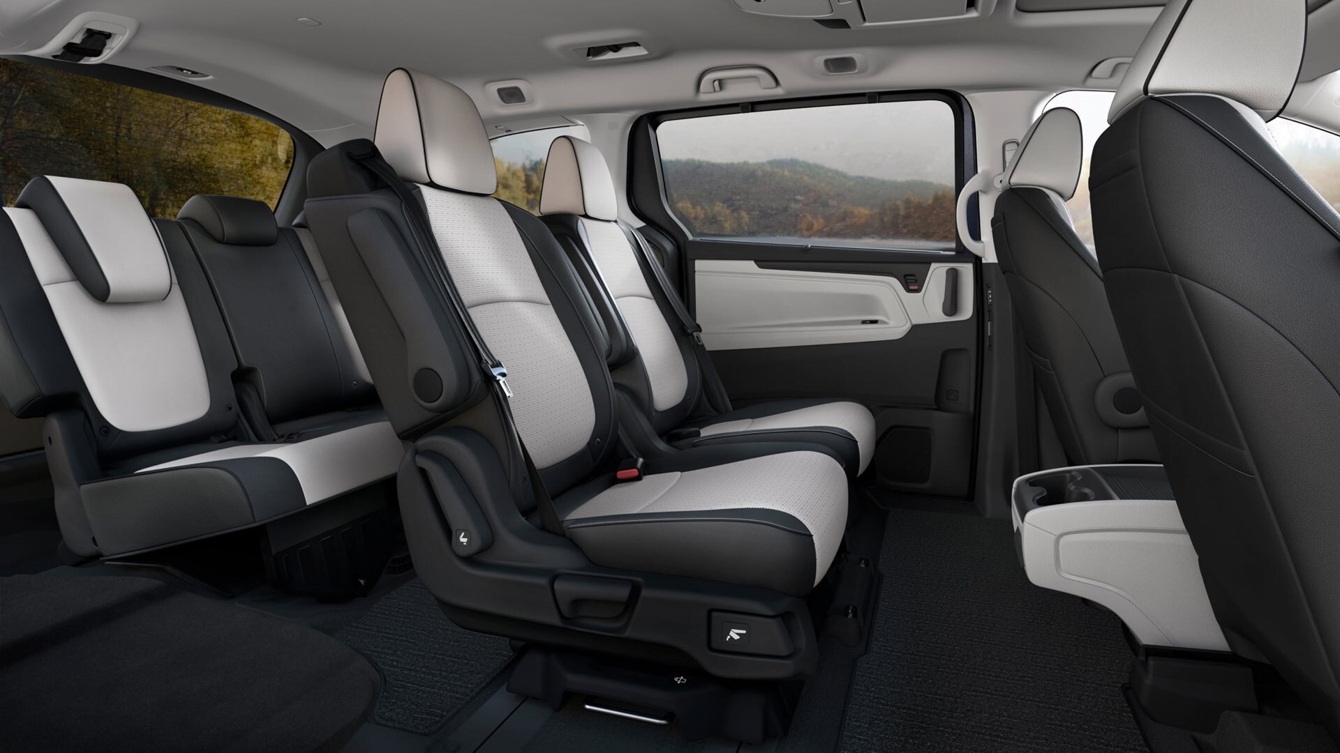 2027 Honda Odyssey interior cabin with three rows of seating