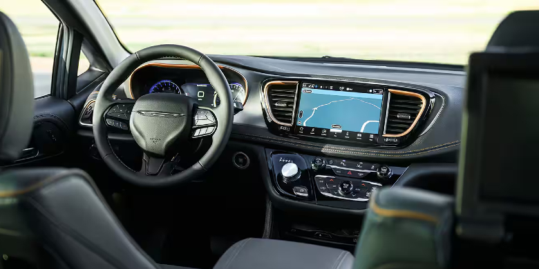 Interior front dash view in the 2027 Chrysler Pacifica 