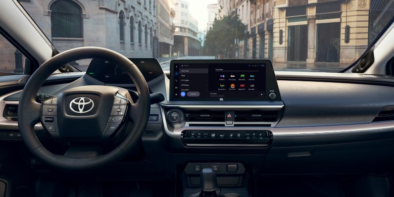 Interior front dash view in the 2027 Toyota prius 