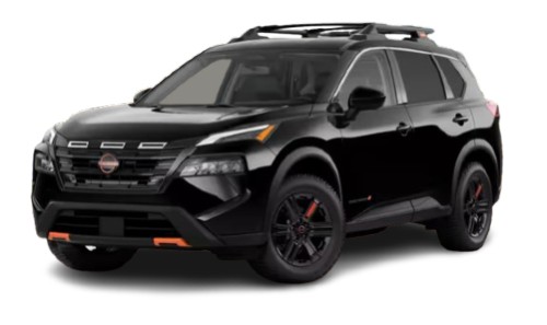 2027 Nissan Rogue Rock Creek with all-terrain tires and tubular roof rack