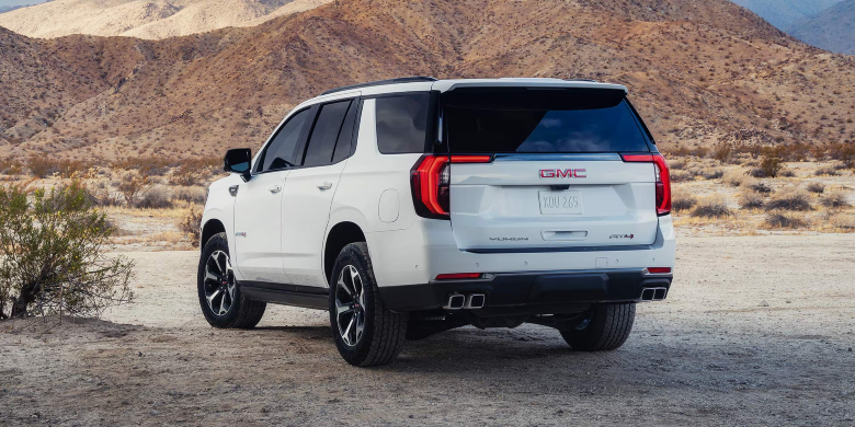 Rear view of the 2027 GMC Yukon, which includes HD Surround Vision and the Surround Vision Recorder