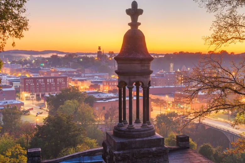 Rome, Georgia, USA downtown historic cityscape at twilight