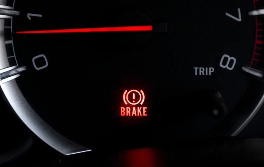 Brake Fluid Warning Light on a Dashboard