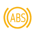 dashboard light showing a a yellow circle with the letters ABS in the center, with parenthesis around the outside of the circle