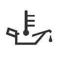 dashboard light showing liquid pouring out of a can with a handle with a temperature gauage on top