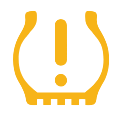 dashboard light showing the yellow outline of a u shape with tire tread and an exclaimation mark