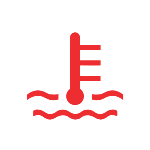 dahsboard light showing a red themometer dipped into waves, indicating an Engine coolant light