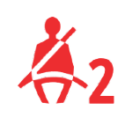 dashboard light symbol showing a person with a seatbelt and the number two next to the person icon
