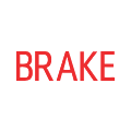 Dashboard light showing brake in all capital letters in red font