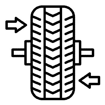 image icon being shown of a tire with arrows on either side pointing towards the tire, indicating tire balancing